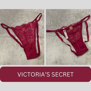New! Victoria’s Secret Raspberry Red Gold Jewel Cheekini Panty 10390